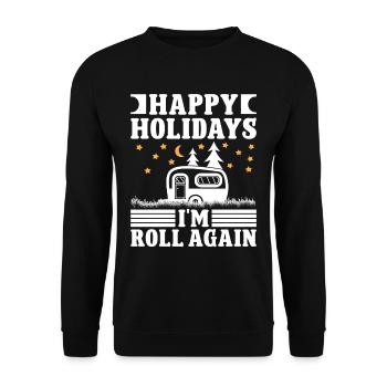 Holidays i'm roll again - Unisex Pullover - Schwarz - Vorne - Alina (178cm) & Michal (187cm)