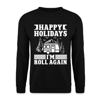 Holidays i'm roll again - Unisex Pullover - Schwarz - Vorne - Alina (178cm) & Michal (187cm)