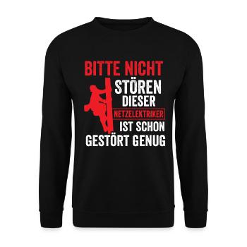 Den Netzelektriker nicht stören - Unisex Pullover - Schwarz - Vorne - Alina (178cm) & Michal (187cm)