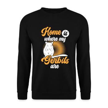 Gerbil is my home Rodent Gerbil - Unisex Sweatshirt - black - Front - Alina (178cm) & Michal (187cm)