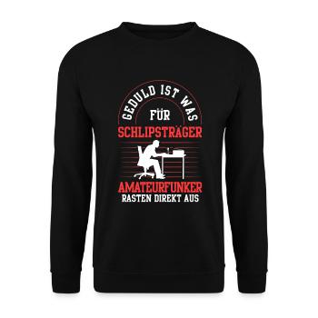Amateurfunker rasten direkt aus Funkamateur - Unisex Pullover - Schwarz - Vorne - Alina (178cm) & Michal (187cm)