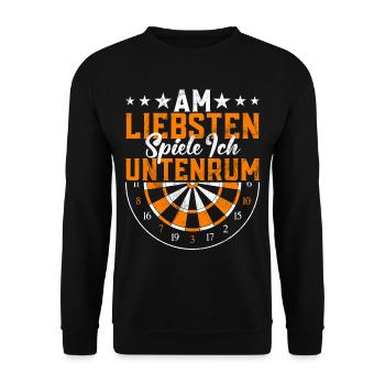 Retro Dartscheibe Dartboard 180 für Dartspieler - Unisex Pullover - Schwarz - Vorne - Alina (178cm) & Michal (187cm)