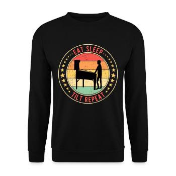 Pinball Flipperspieler Eat Sleep Tilt Repeat - Unisex Pullover - Schwarz - Vorne - Alina (178cm) & Michal (187cm)