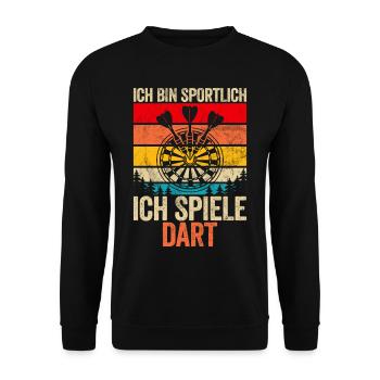 Retro Dartscheibe Dartboard 180 für Dartspieler - Unisex Pullover - Schwarz - Vorne - Alina (178cm) & Michal (187cm)