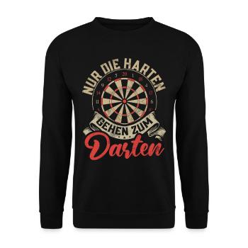 Retro Dartscheibe Dartboard 180 für Dartspieler - Unisex Pullover - Schwarz - Vorne - Alina (178cm) & Michal (187cm)