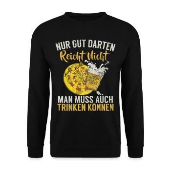 Retro Dartscheibe Dartboard 180 für Dartspieler - Unisex Pullover - Schwarz - Vorne - Alina (178cm) & Michal (187cm)