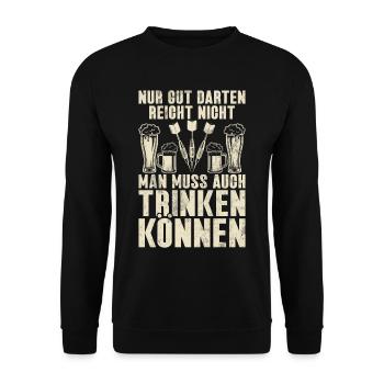 Retro Dartscheibe Dartboard 180 für Dartspieler - Unisex Pullover - Schwarz - Vorne - Alina (178cm) & Michal (187cm)