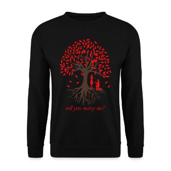 Marriage proposal Tree of Love Life - Unisex Sweatshirt - black - Front - Alina (178cm) & Michal (187cm)