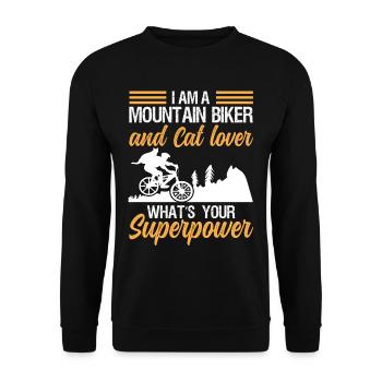 Vététiste et amoureux des chats superpuissance - Sweat-shirt Unisexe - noir - Devant - Alina (178cm) & Michal (187cm)