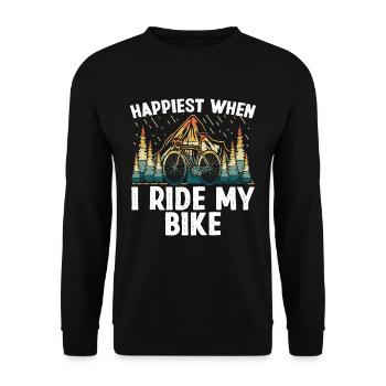 Happiest when i ride my Bike - Unisex Pullover - Schwarz - Vorne - Alina (178cm) & Michal (187cm)