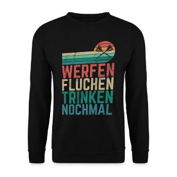 Retro Dartscheibe Dartboard 180 für Dartspieler - Unisex Pullover - Schwarz - Vorne - Alina (178cm) & Michal (187cm)