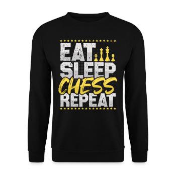 Schach Eat Sleep Repeat Schachbrett Chess Schach - Unisex Pullover - Schwarz - Vorne - Alina (178cm) & Michal (187cm)