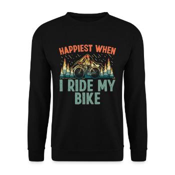 Happiest i ride my Bike - Unisex Pullover - Schwarz - Vorne - Alina (178cm) & Michal (187cm)