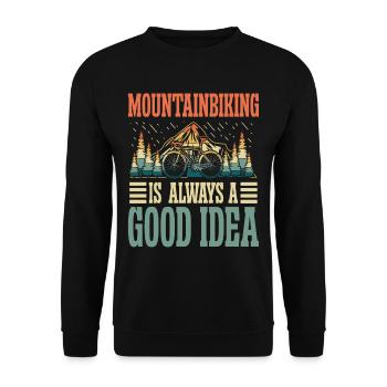 Mountain biking is always a good idea - Unisex Sweatshirt - black - Front - Alina (178cm) & Michal (187cm)