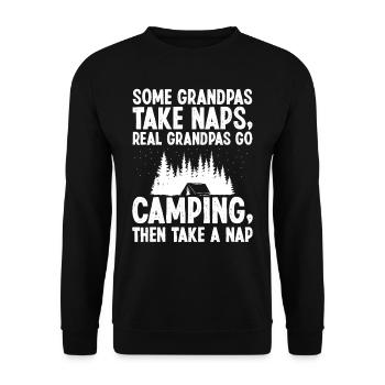 Grandpas take Naps real Camping Outdoor - Unisex Pullover - Schwarz - Vorne - Alina (178cm) & Michal (187cm)