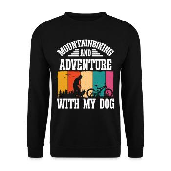 Mountainbiking and Adventure with Dog - Unisex Sweatshirt - black - Front - Alina (178cm) & Michal (187cm)