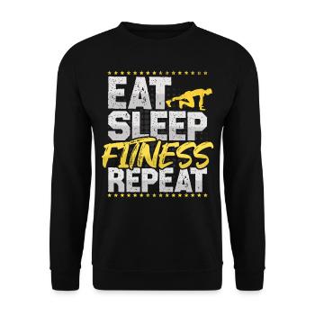 Fitness Eat Sleep Repeat Sport Hobby Fitness - Unisex Sweatshirt - black - Front - Alina (178cm) & Michal (187cm)