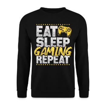 Gaming Eat Sleep Repeat Videogames Hobby Gaming - Unisex Pullover - Schwarz - Vorne - Alina (178cm) & Michal (187cm)