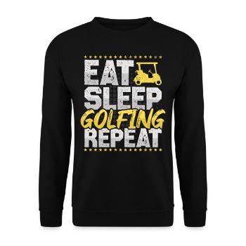 Golf Eat Sleep Repeat Golf spielen Hobby Golf - Unisex Pullover - Schwarz - Vorne - Alina (178cm) & Michal (187cm)