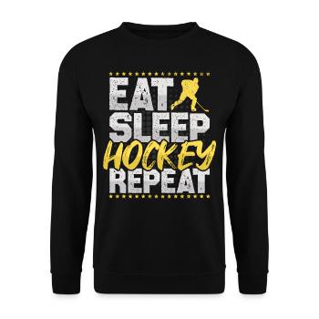Hockey sur glace Manger dormir Répéter Hockey Hobby Hockey sur glace - Sweat-shirt Unisexe - noir - Devant - Alina (178cm) & Michal (187cm)