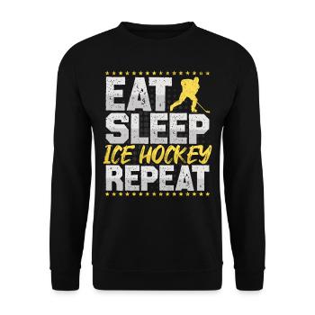 Hockey sur glace Manger dormir Répéter Hockey Hobby Hockey sur glace - Sweat-shirt Unisexe - noir - Devant - Alina (178cm) & Michal (187cm)