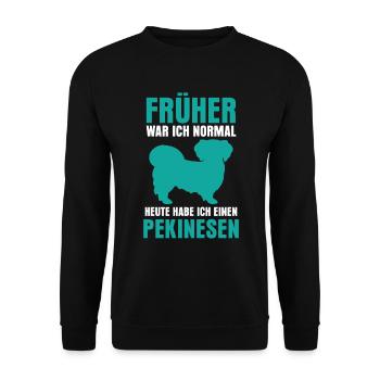 Pekinese früher normal Peking-Palasthund - Unisex Pullover - Schwarz - Vorne - Alina (178cm) & Michal (187cm)