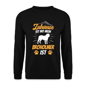 Broholmer ist mein Zuhause Dänische Dogge - Unisex Pullover - Schwarz - Vorne - Alina (178cm) & Michal (187cm)