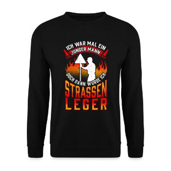 Straßenwärter war mal jung Straßenbauer - Unisex Pullover - Schwarz - Vorne - Alina (178cm) & Michal (187cm)