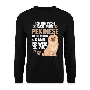 Pekinese weiß zu viel Peking-Palasthund - Unisex Pullover - Schwarz - Vorne - Alina (178cm) & Michal (187cm)