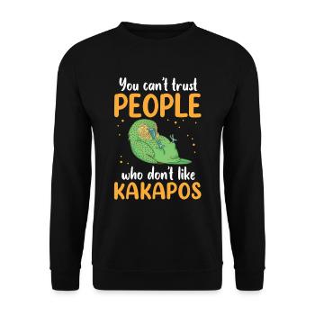 Kakapo nicht trauen flugunfähiger Papagei Kakapo - Unisex Pullover - Schwarz - Vorne - Alina (178cm) & Michal (187cm)