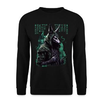 Egypt Anubis God of the Dead Futuristic Gift - Unisex Sweatshirt - black - Front - Alina (178cm) & Michal (187cm)