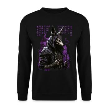 Egypt Anubi's God of the Dead Futuristic Gift - Unisex Sweatshirt - black - Front - Alina (178cm) & Michal (187cm)