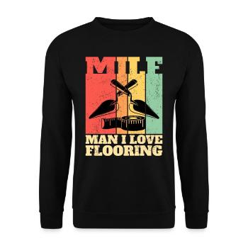 Tiler Man I Love Flooring - Unisex Sweatshirt - black - Front - Alina (178cm) & Michal (187cm)