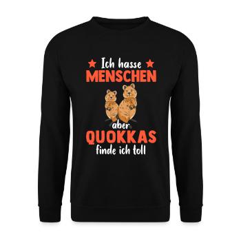 Quokka finde ich toll Australien Beuteltier - Unisex Pullover - Schwarz - Vorne - Alina (178cm) & Michal (187cm)