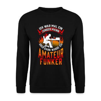 Amateurfunker war mal jung Hobbyfunker - Unisex Pullover - Schwarz - Vorne - Alina (178cm) & Michal (187cm)