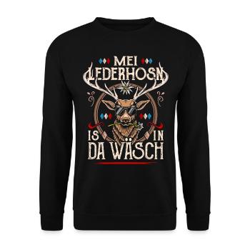Trachtenshirt Herren Trachten T-Shirt Lederhose - Unisex Pullover - Schwarz - Vorne - Alina (178cm) & Michal (187cm)