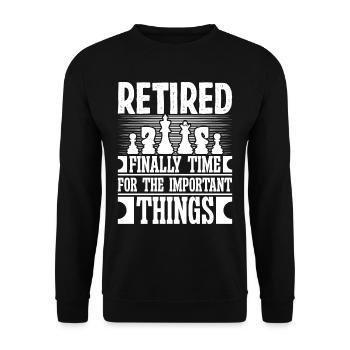 Retiré enfin Il est temps pour l’important - Sweat-shirt Unisexe - noir - Devant - Alina (178cm) & Michal (187cm)