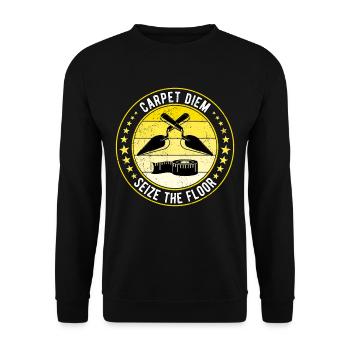 Floor Layer Tiler Screed Layer Carpet Diem - Unisex Sweatshirt - black - Front - Alina (178cm) & Michal (187cm)