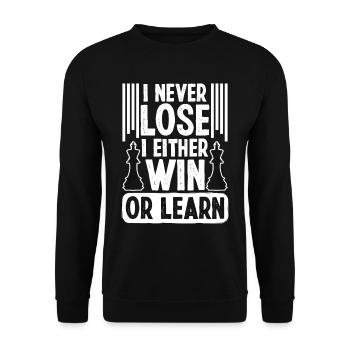 I never lose i either Win or Learn - Unisex Sweatshirt - black - Front - Alina (178cm) & Michal (187cm)