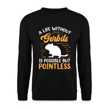 La vie sans rongeur gerbille Gerbille - Sweat-shirt Unisexe - noir - Devant - Alina (178cm) & Michal (187cm)