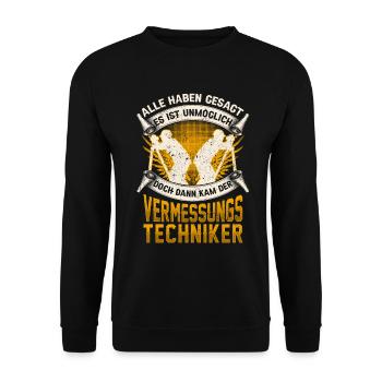 Vermessungstechniker unmöglich Vermesser - Unisex Pullover - Schwarz - Vorne - Alina (178cm) & Michal (187cm)