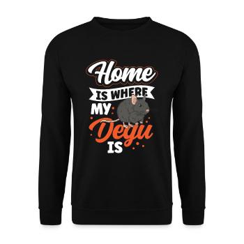Degu ist mein Zuhause Nagetier Stauchratte - Unisex Pullover - Schwarz - Vorne - Alina (178cm) & Michal (187cm)