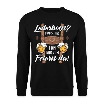 Trachtenshirt Herren Mei Lederhose T-Shirt Saufen - Unisex Pullover - Schwarz - Vorne - Alina (178cm) & Michal (187cm)