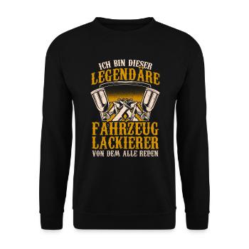 Legendärer Fahrzeuglackierer Lackierer - Unisex Pullover - Schwarz - Vorne - Alina (178cm) & Michal (187cm)