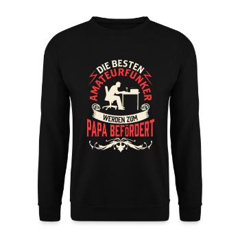 Amateurfunker wird zum Papa Funkamateur - Unisex Pullover - Schwarz - Vorne - Alina (178cm) & Michal (187cm)