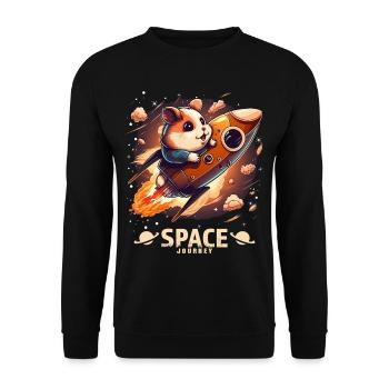 Space Hamster Hamster Lover Space Design - Unisex Sweatshirt - black - Front - Alina (178cm) & Michal (187cm)