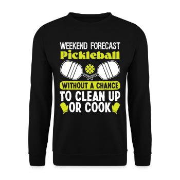 Weekend Forecast Pickleball - Unisex Pullover - Schwarz - Vorne - Alina (178cm) & Michal (187cm)