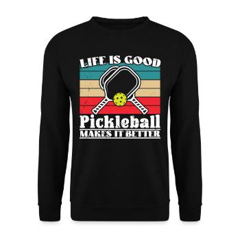 Le pickleball l’améliore - Sweat-shirt Unisexe - noir - Devant - Alina (178cm) & Michal (187cm)