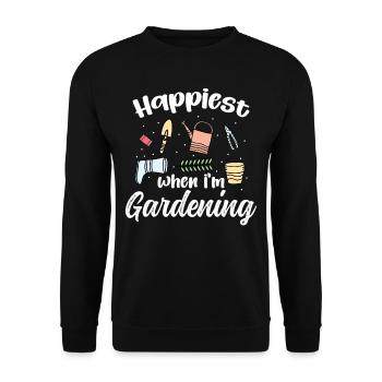 Le plus heureux quand je jardine - Sweat-shirt Unisexe - noir - Devant - Alina (178cm) & Michal (187cm)