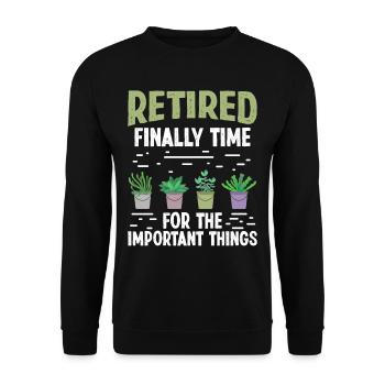 Retiré enfin Il est temps pour les choses importantes - Sweat-shirt Unisexe - noir - Devant - Alina (178cm) & Michal (187cm)